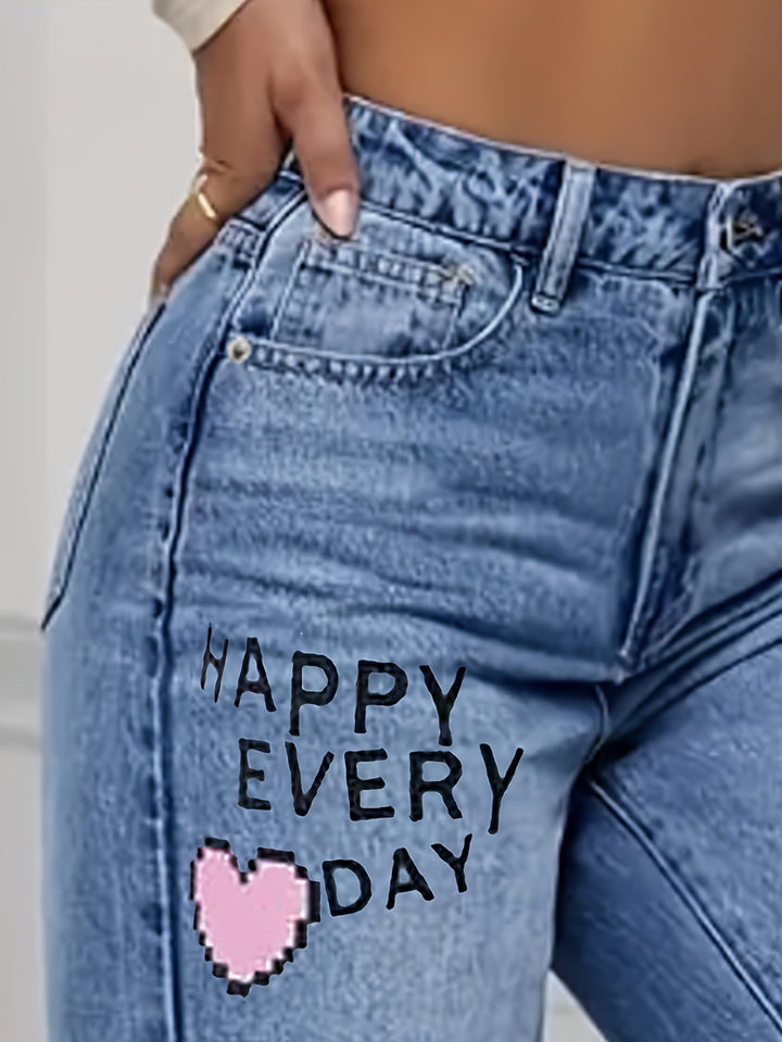 Damen Jeans mit Herz- und Graffiti-Print - Lotte