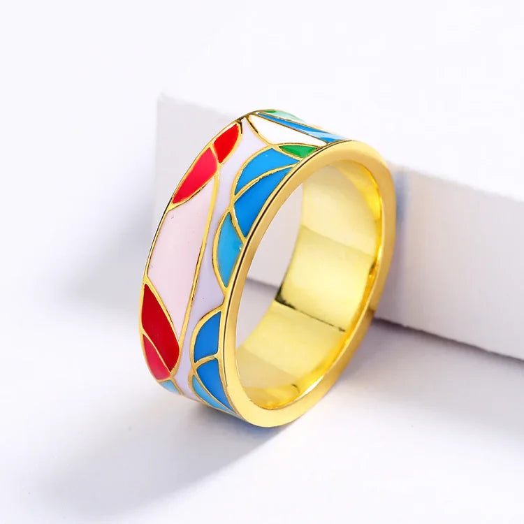 Klassischer Emaille-Zirkonia-Ring – Nadia