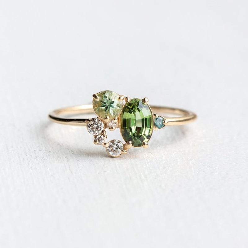 Natürlicher Peridot mit Zirkonring – Selene