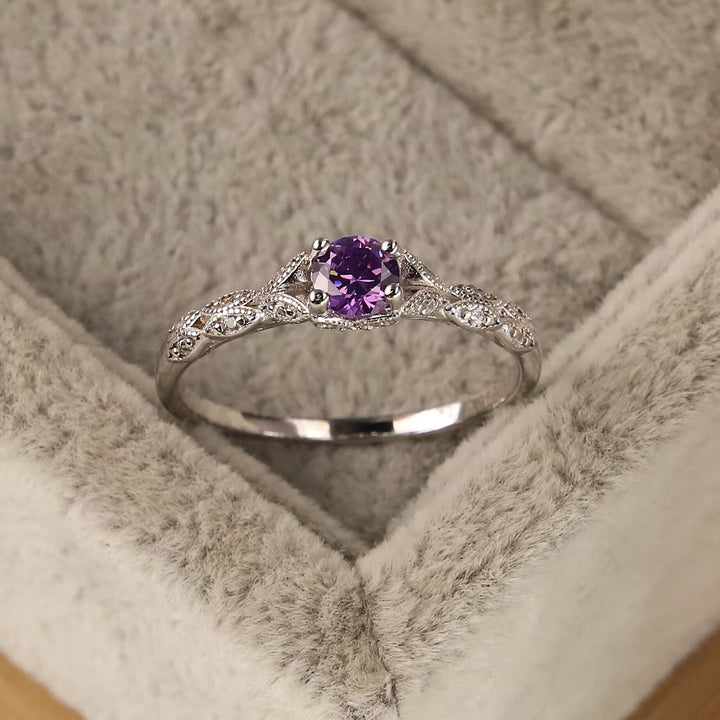 Minimalistischer Amethyst- & Zirkonia-Ring – Nova