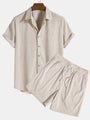 Cassian - Sommer Polyester Set: Lebendiges Streifen Shirt & Trendy Shorts