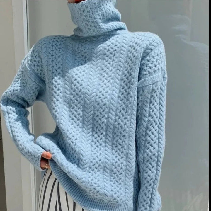 Luxuriöser Kaschmir-Rollkragenpullover mit Karomuster – Celeste