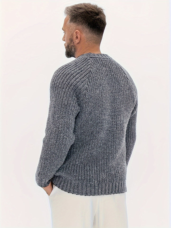 Warmer Unifarbener Strickpullover für Herren - Elliot