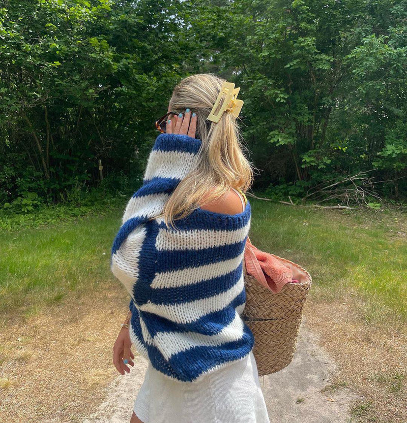 Gestrickter und Gestreifter Oversized Damenpullover - Harper