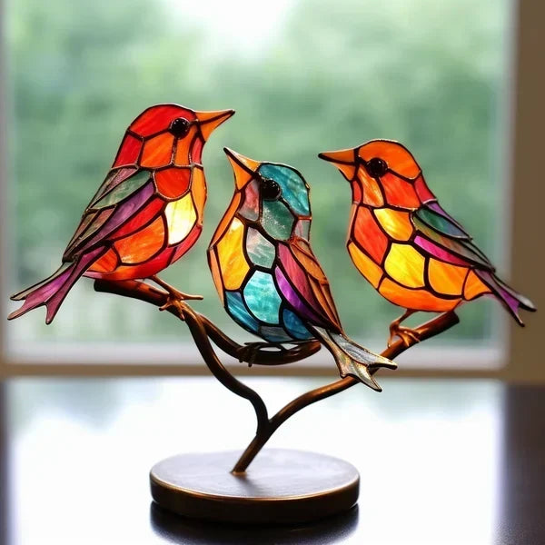 Luxuriöse Vogelstatuetten aus Buntglas – EleganBird