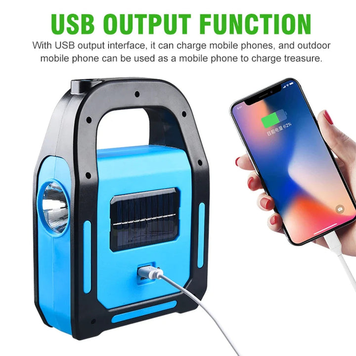 Wiederaufladbare USB-Campinglaterne mit Powerbank – SolarGlow