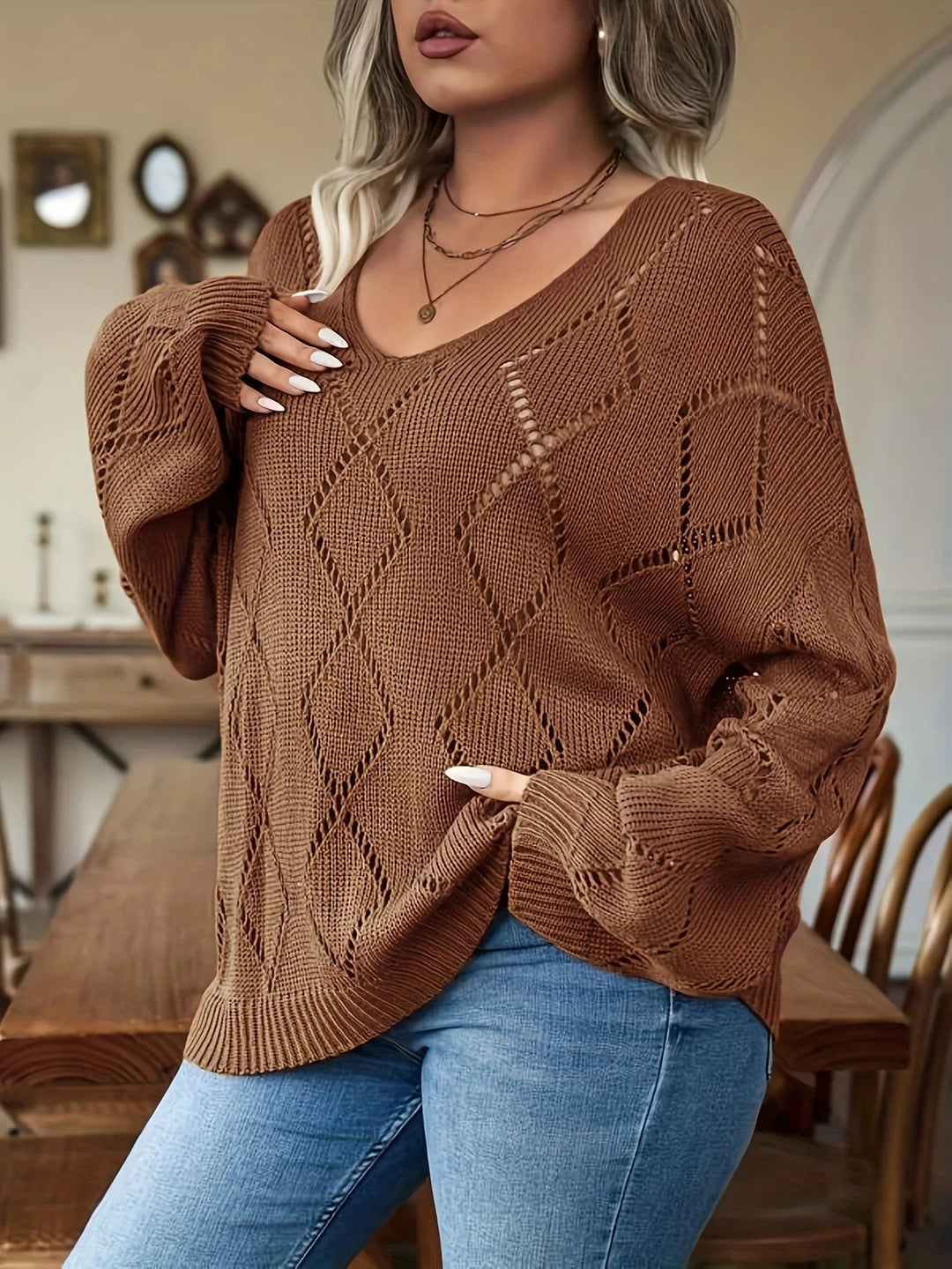 Euro Chic gemütlicher Strick-Pullover