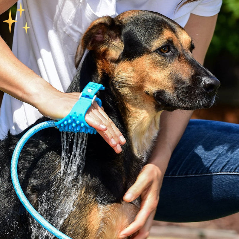 Hundeduschhandschuh mit Bürste und Gartenschlauch in Einem - AquaPaw