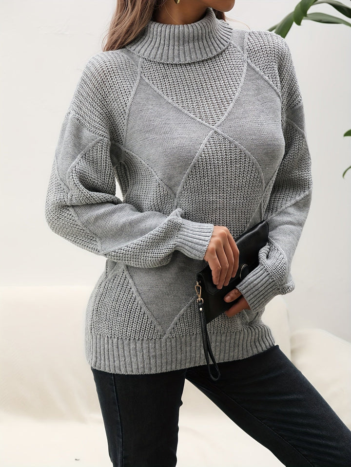 Trendiger Unifarbener Rollkragenpullover - Selena