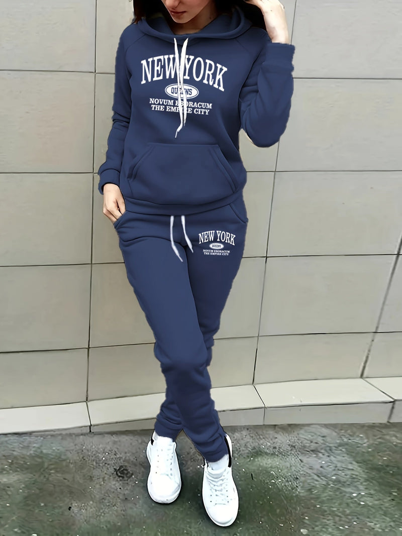 Zweiteiliges Hoodie Set mit New York Print - Noelle