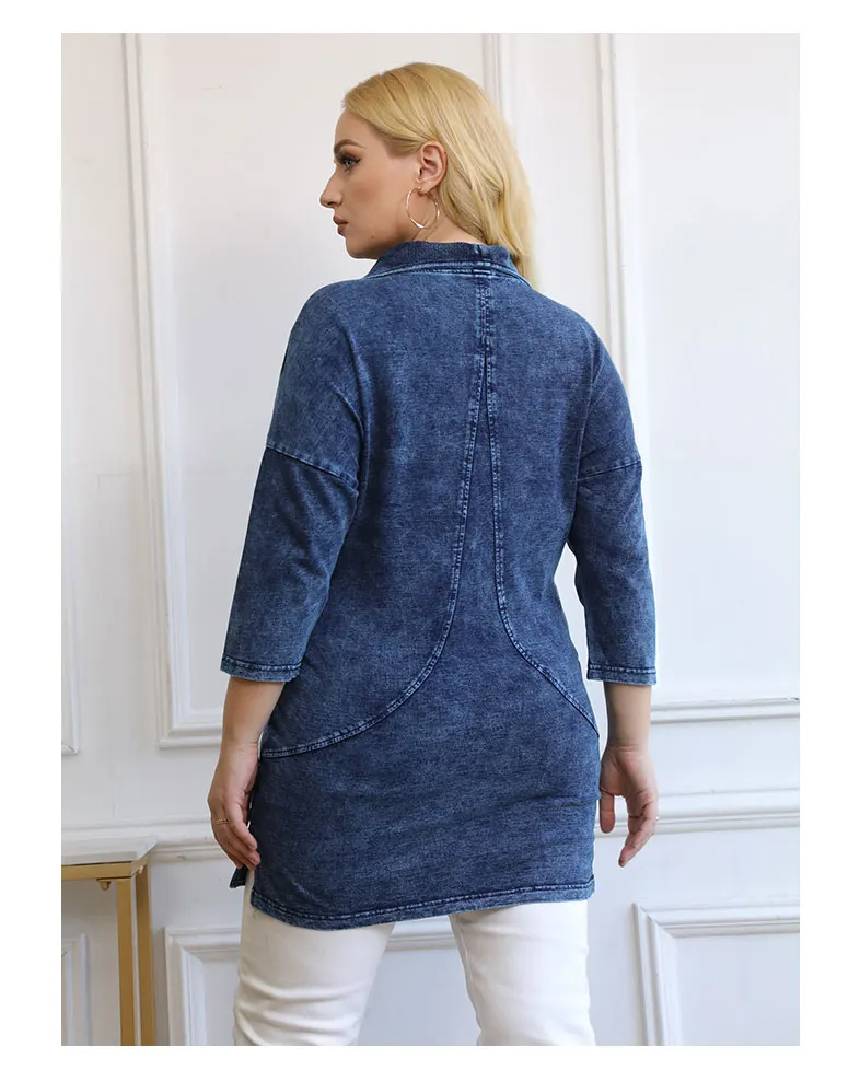 Gestrickte Jeansjacke Kurve plus size