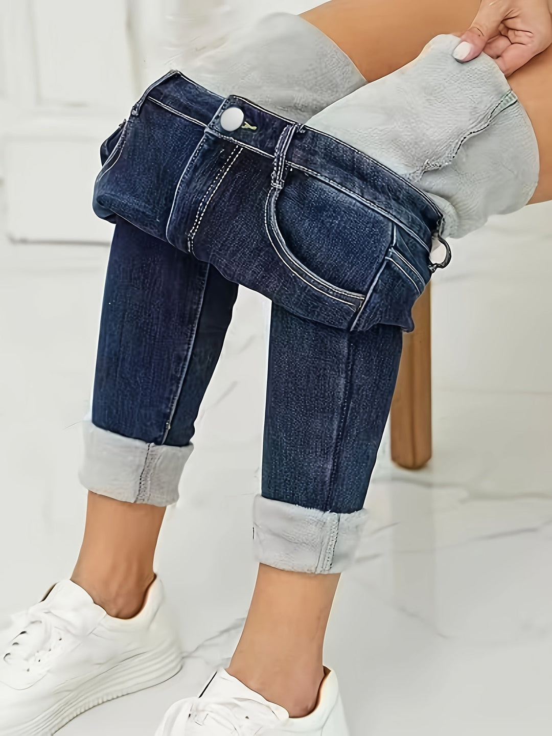 Warme Skinny Jeans mit Futter - Selvia