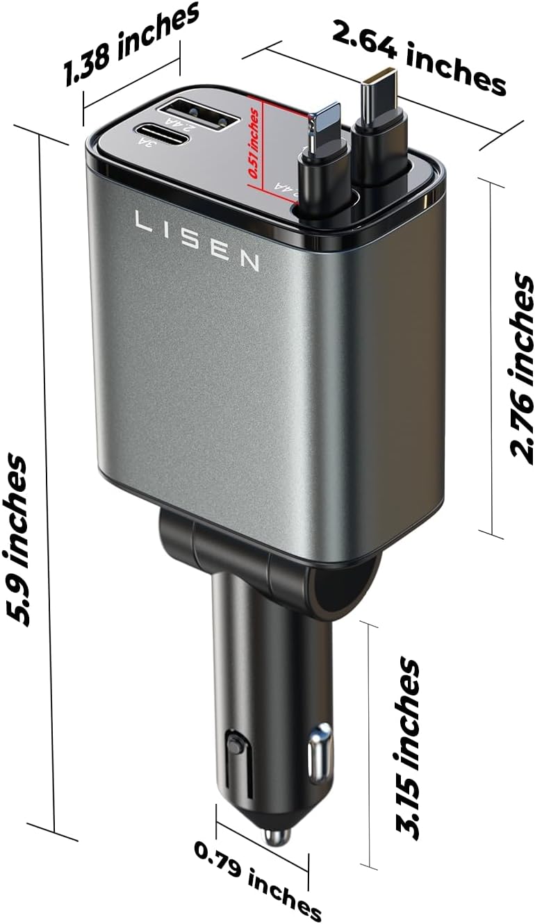 Ausziehbares Auto-Ladegerät 69W USB C