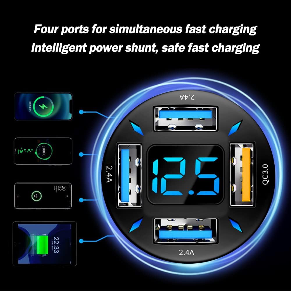 Autoladegerät 66W Superschnellladen mit USB PD & QC 3.0 – Universell für 12-24V Zigarettenanzünder