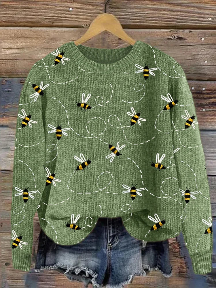 Charmanter Strickpullover mit Bienenstickerei - Marlise