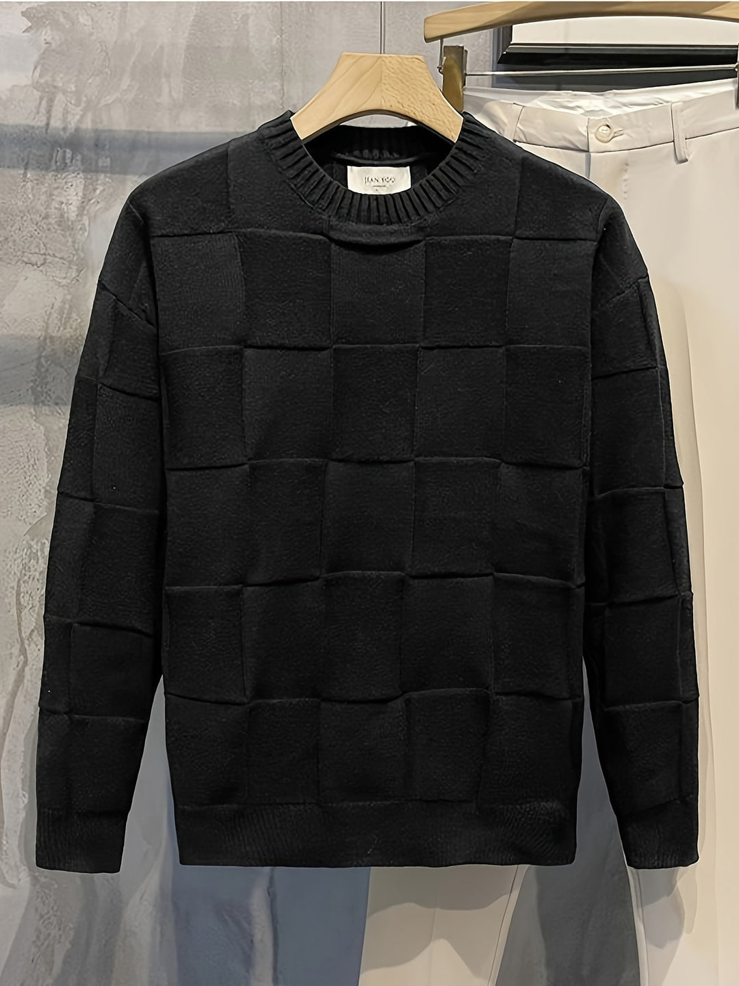 Strick-Sweater mit Rundhalsausschnitt und Stretch – Caleb