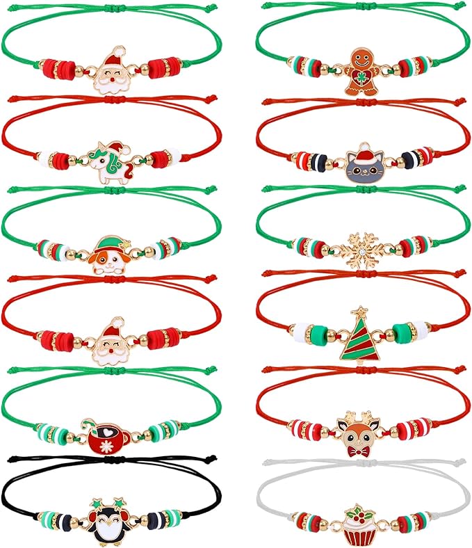 12-teiliges Weihnachtsschnur-Armband-Set