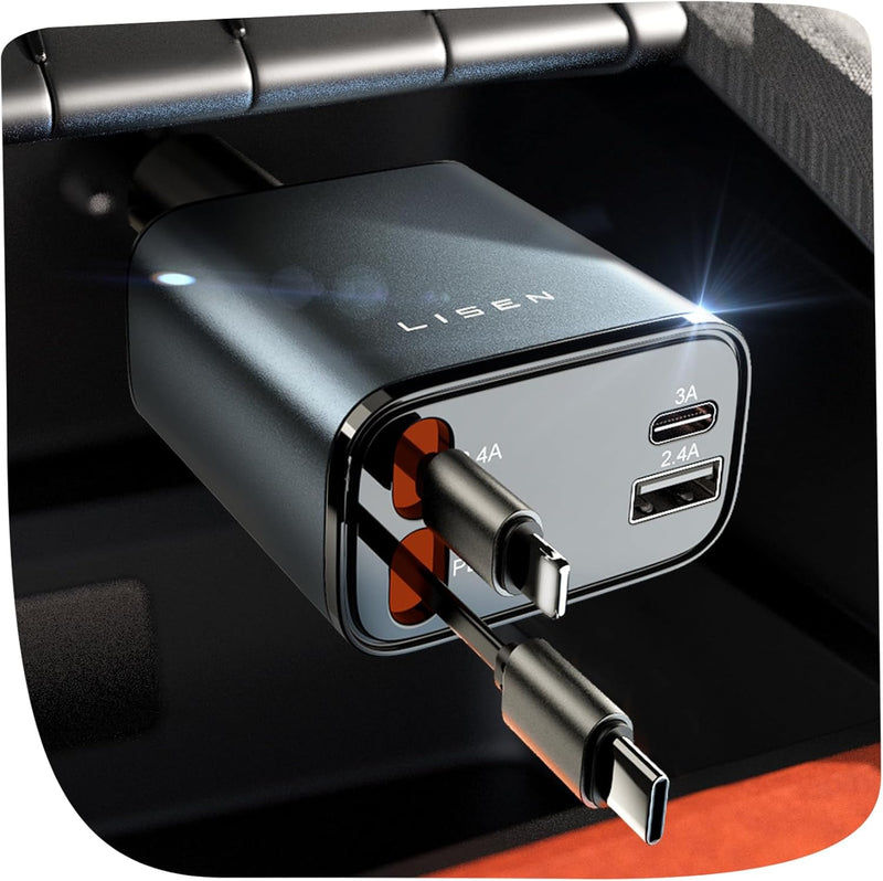 Ausziehbares Auto-Ladegerät 69W USB C