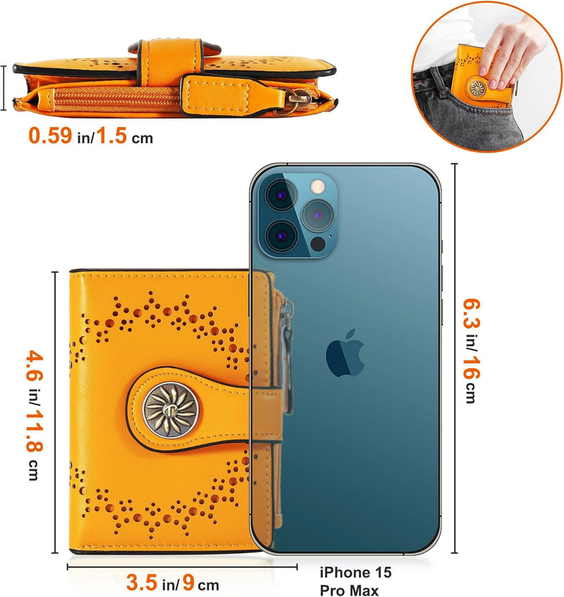 Dünne Bifold RFID Damen-Geldbörse mit Reißverschlussfach – Claire