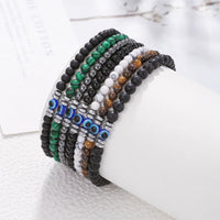 Herren-Armband aus 4 mm Naturstein mit Böse-Augen-Perle – Thor