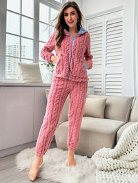 Rosa Pyjama-Set mit Kapuze und Hose – Lenora