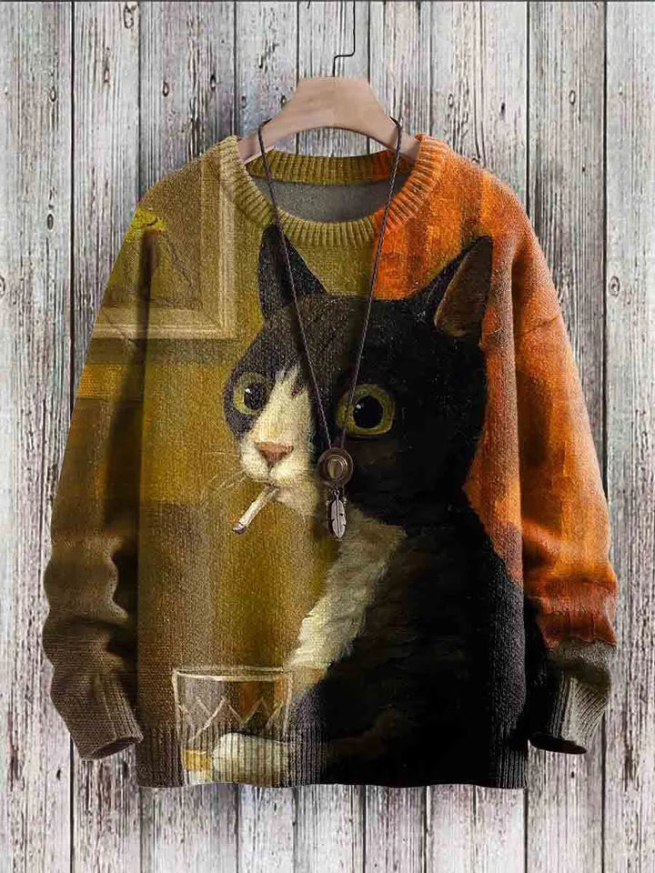 Fröhlicher Katzenprint-Pullover für Damen - Cleo