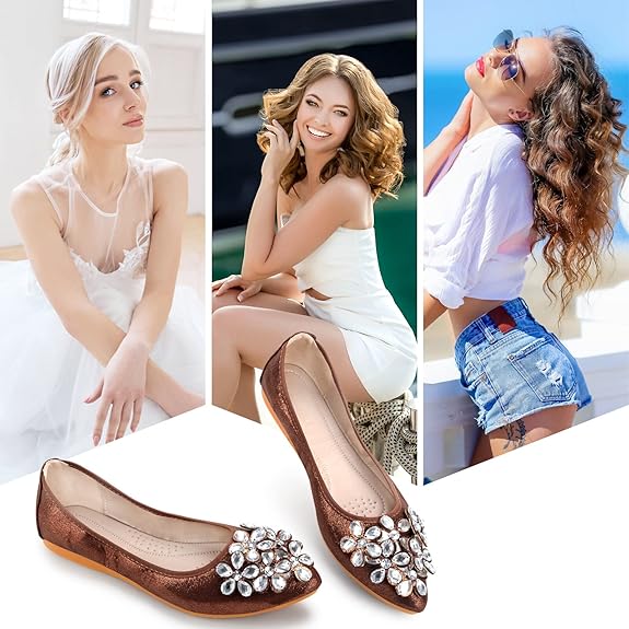 Glitzernde Rhinestone-Ballerina-Flats – Yelena