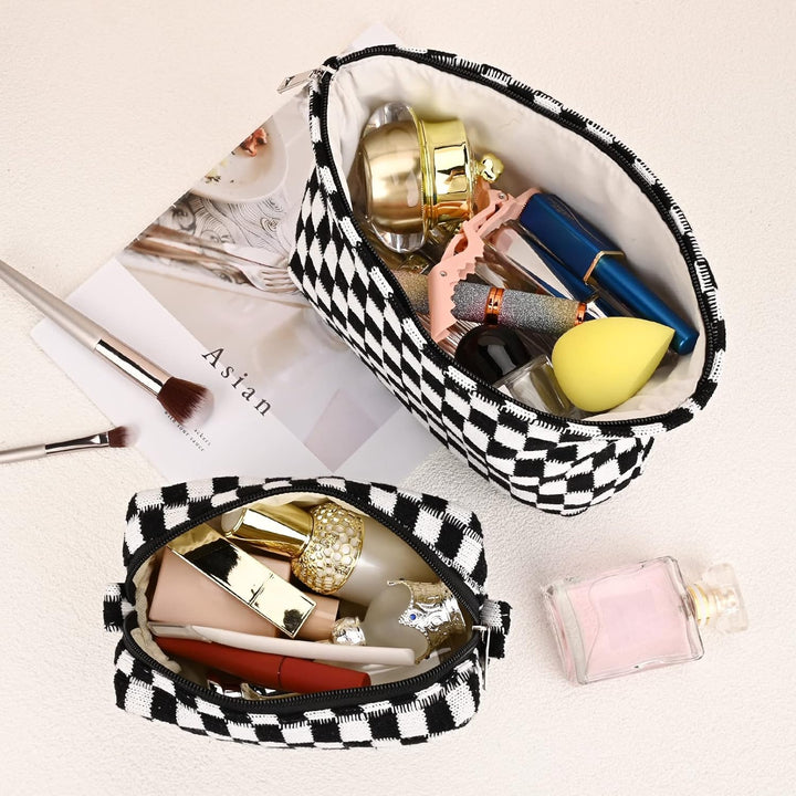 Must-Have Karierte Make-up Tasche Set