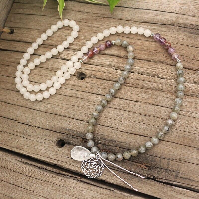 Labradorit, Jade und Amethyst Mala – Seraphine