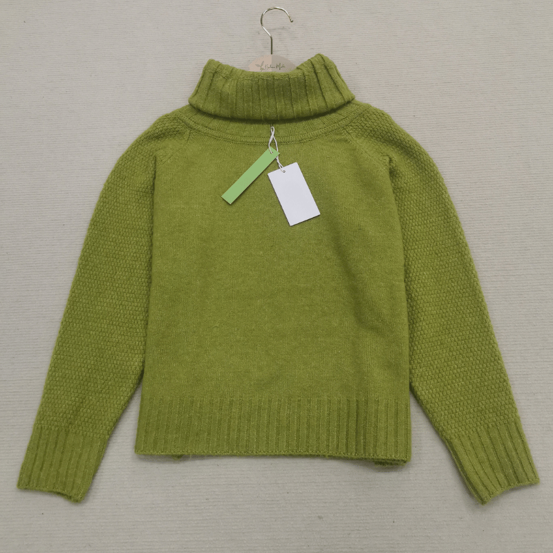 Grasgrüner Oversized Damen-Rollkragenpullover - Nora