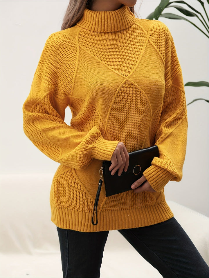 Trendiger Unifarbener Rollkragenpullover - Selena