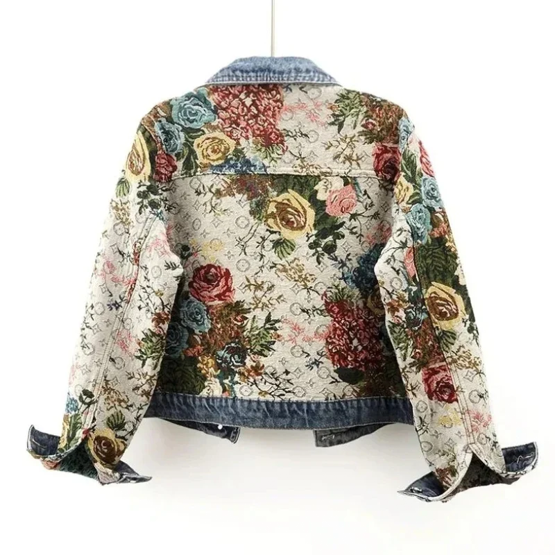 Trendige Blumen-Denim-Jacke für Damen – Amaline