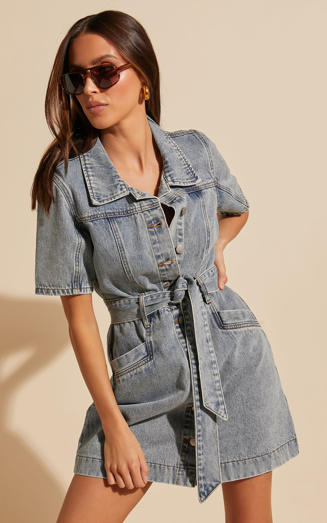 Durchgeknöpfte Denim-Minikleid - Aria