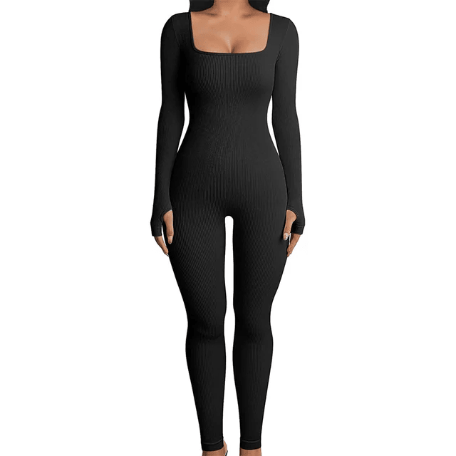 Damen Shapewear Jumpsuit mit langen Ärmeln – SleekFit