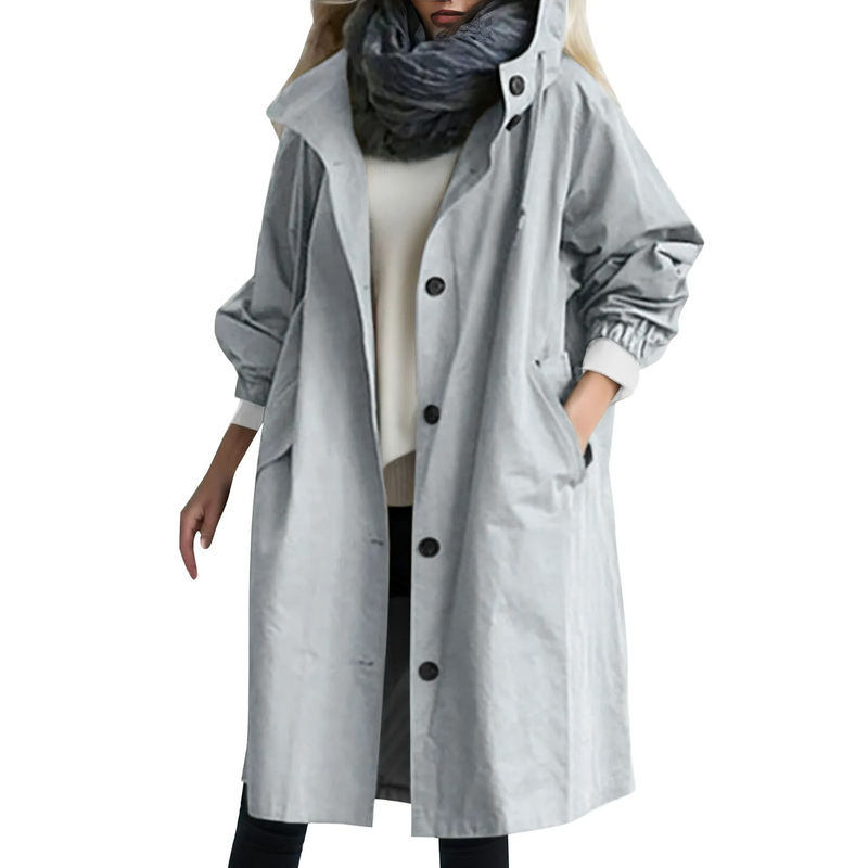 Winddichter Damen Trenchcoat mit Kapuze - Luna