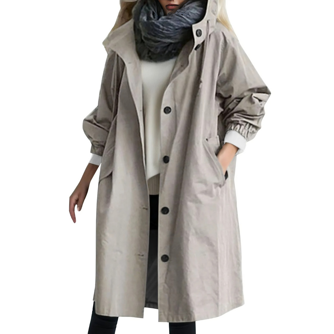 Winddichter Damen Trenchcoat mit Kapuze - Luna