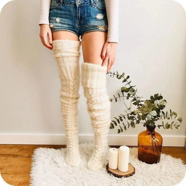 Hohe Gestrickte Wollsocken für Damen - WarmWool