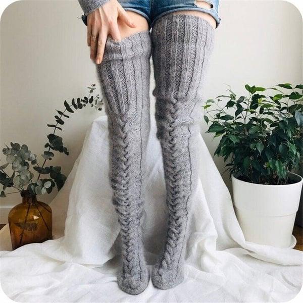 Hohe Gestrickte Wollsocken für Damen - WarmWool