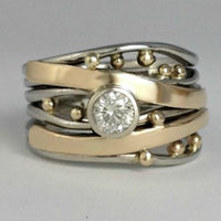 Vintage Goldener Ring mit Eingefasstem Zirkonia - Ameline