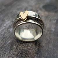 Vintage Silberner Ring mit Goldenem Herz - Auryn