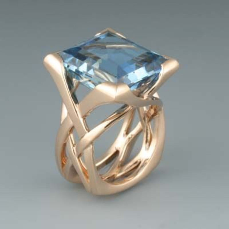 Vintage Roségoldener Ring mit Blauem Zirkonia - Rosalie