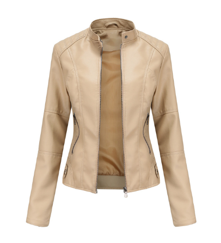 Damen Lederjacke mit Mao-Ausschnitt