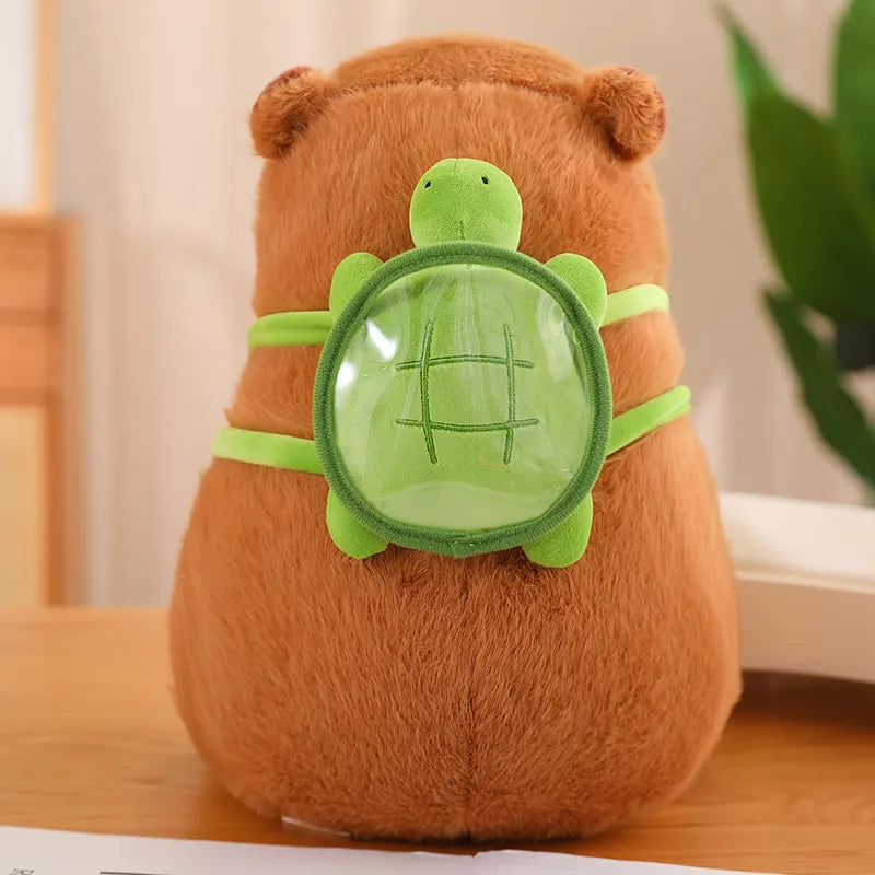 Süßer Capybara-Plüsch mit Schildkröten-Rucksack - CapyBuddy