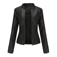 Damen Lederjacke mit Mao-Ausschnitt