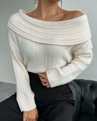 Casual Gestrickter Pullover mit Einer Schulter – LuxeOne