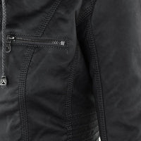 Doppelt gefütterte Lederjacke mit Kapuze für Damen