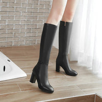 Knielange Damenstiefel mit Absatz - Sienna