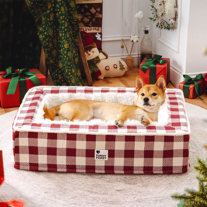 Superweiches Karierter Hundegebet - Scottish Snuggle Bed