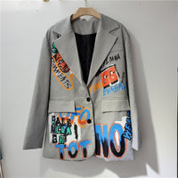 Aria - Oversized Blazer mit Tasche und Print