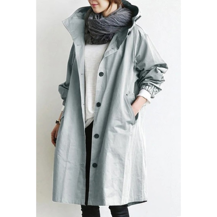 Langer Damen Trenchcoat mit Kapuze - Isabelle